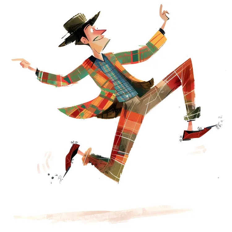 Joyful Dancing Man in Colorful Outfit