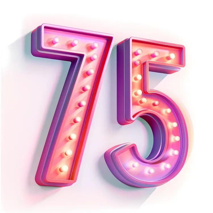 Lighted Pink Number 75