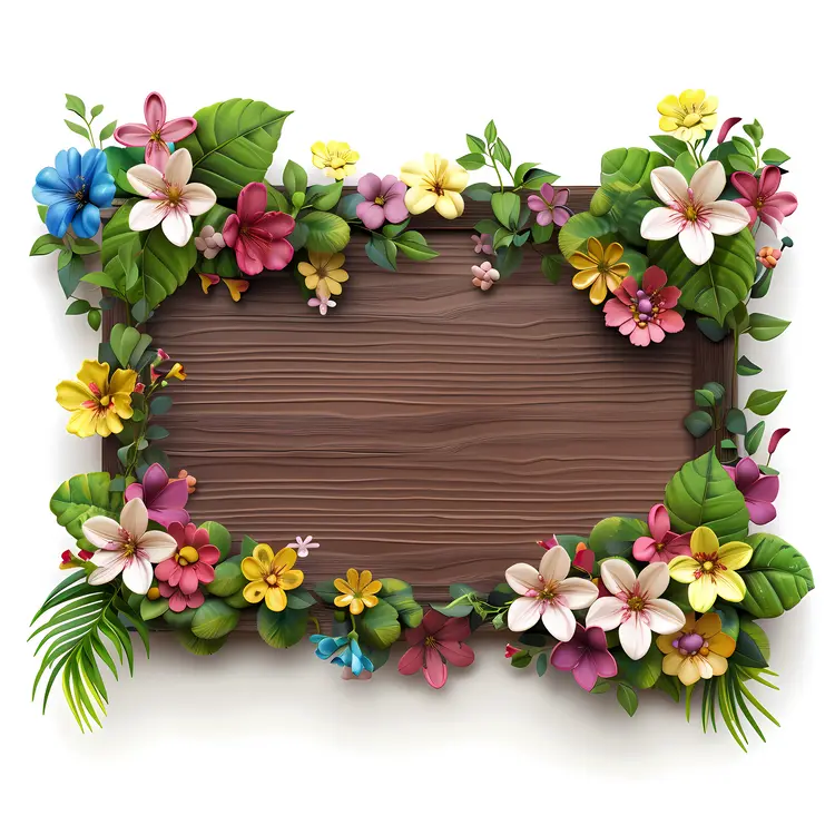 Colorful Flowers Around Wooden Sign