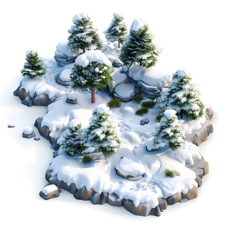 Snowy Island with Trees