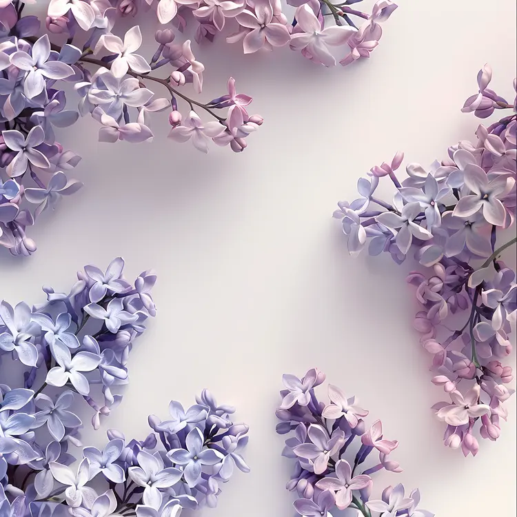 Lilac Flowers on White Background
