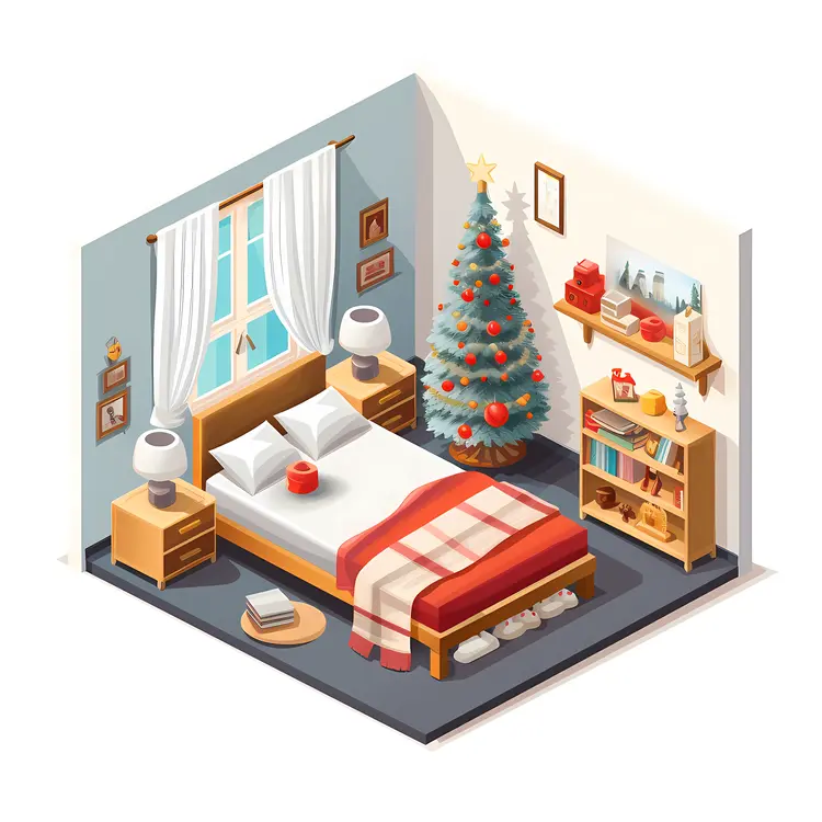 Christmas Tree in Modern Bedroom