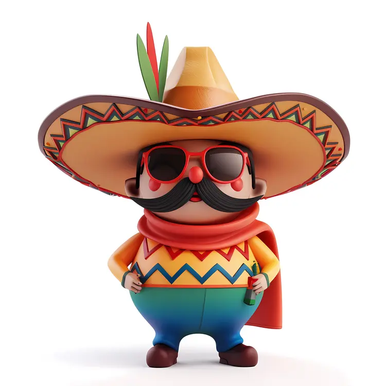 Cute Character with Sombrero and Sunglasses