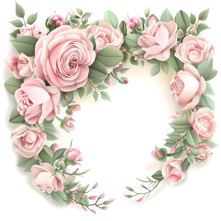 Beautiful Pink Rose Floral Frame