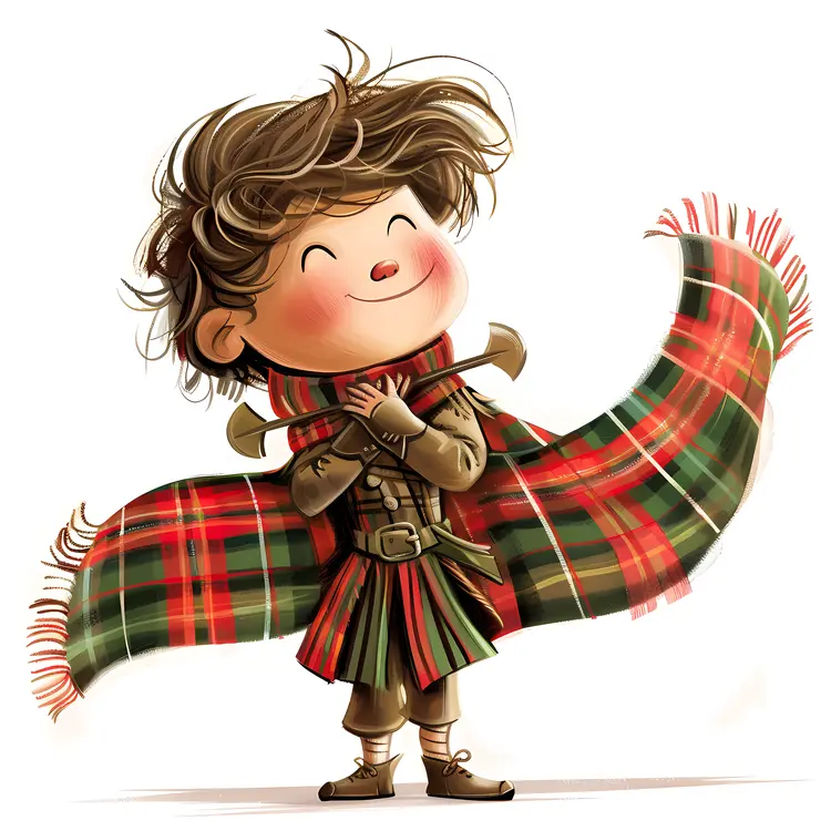 Child with Plaid Scarf