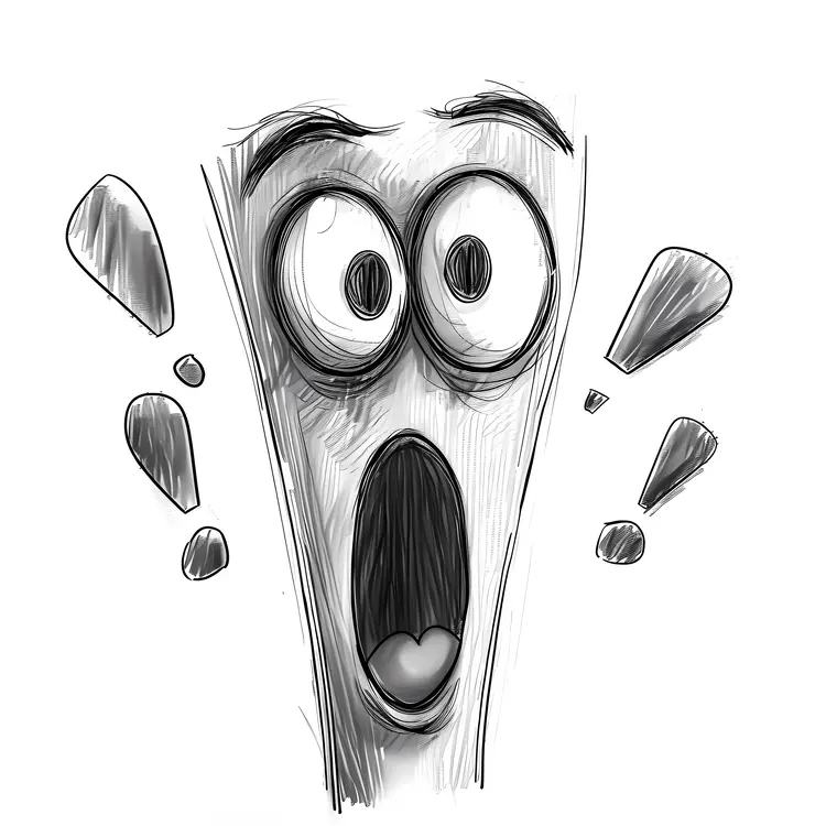 Surprised Cartoon Face with Exclamation Marks
