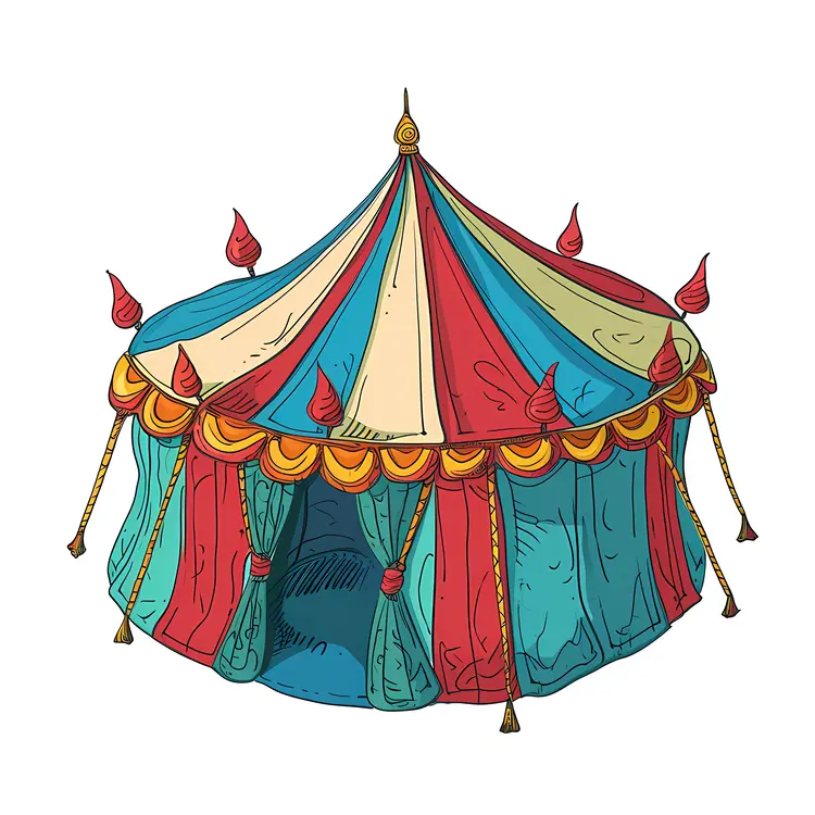 Vintage Circus Tent with Red and Blue Stripes