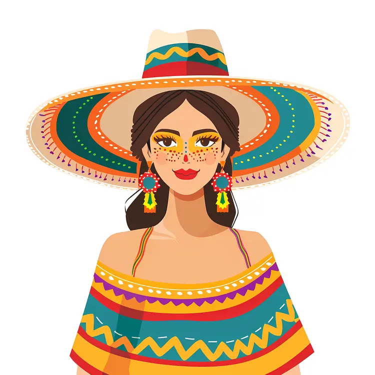 Stylized Woman in Traditional Hat