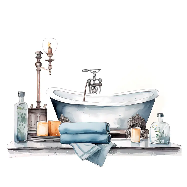 Luxurious Bathtub Setup with Candles
