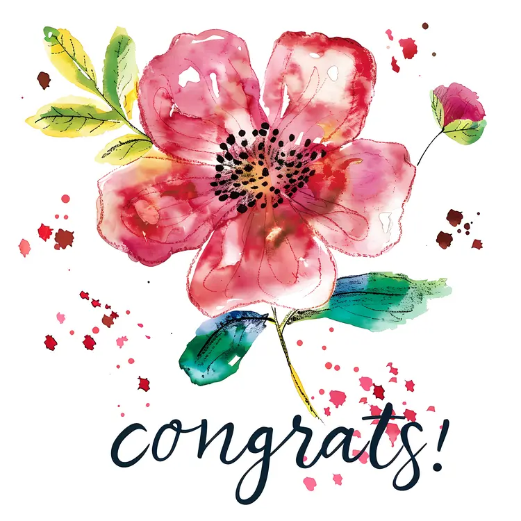 Pink Flower with Congrats Message