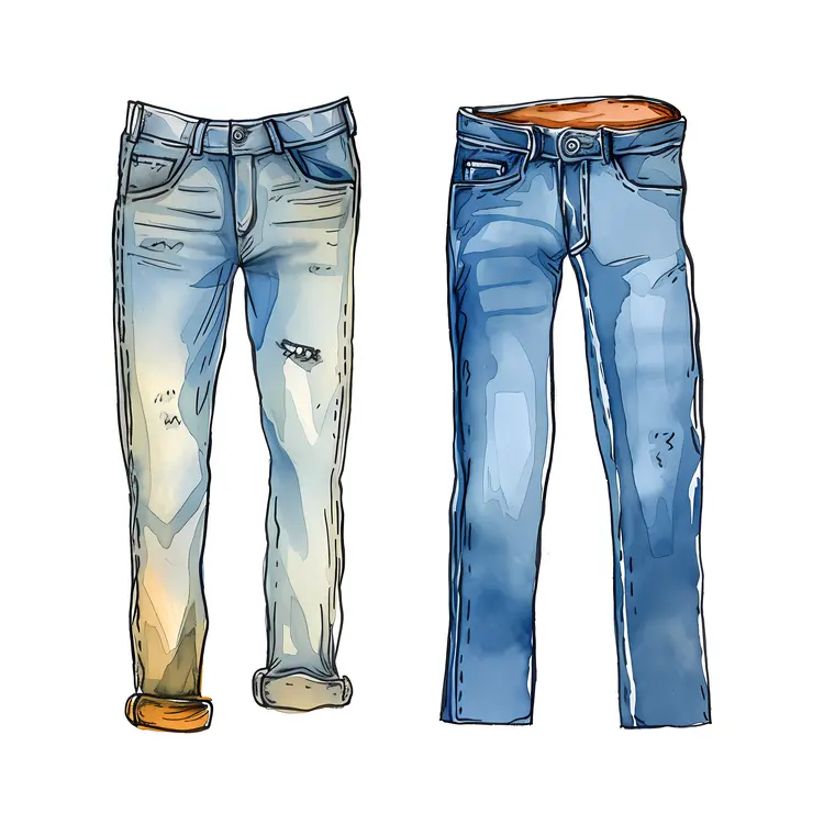 Two Pairs of Blue Jeans Illustration