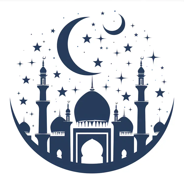 Blue Mosque with Crescent and Stars