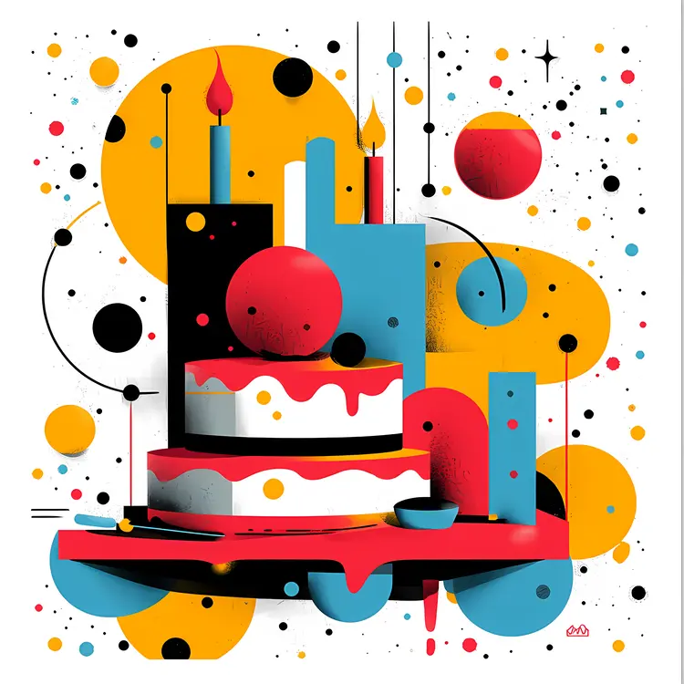 Abstract Birthday Cake with Candles