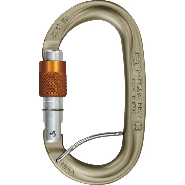 Gold Carabiner with Orange Lock