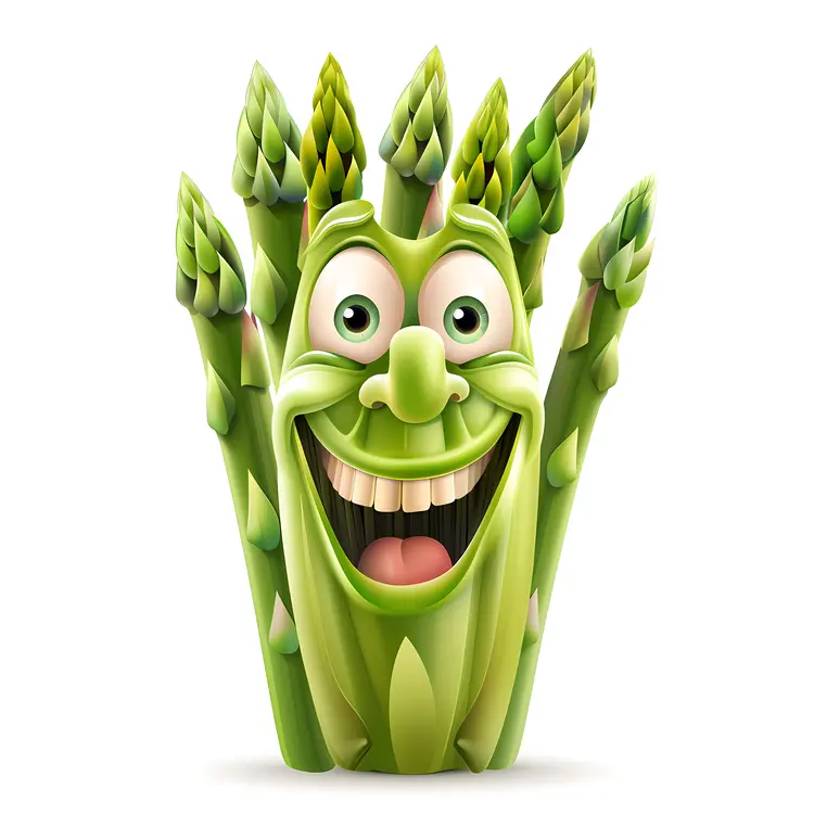 Smiling Asparagus Cartoon Character