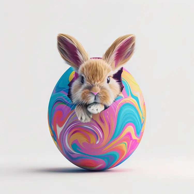 Bunny Peeking from Easter Egg