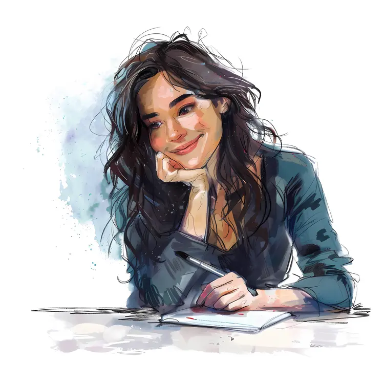 Girl Drawing with a Smile