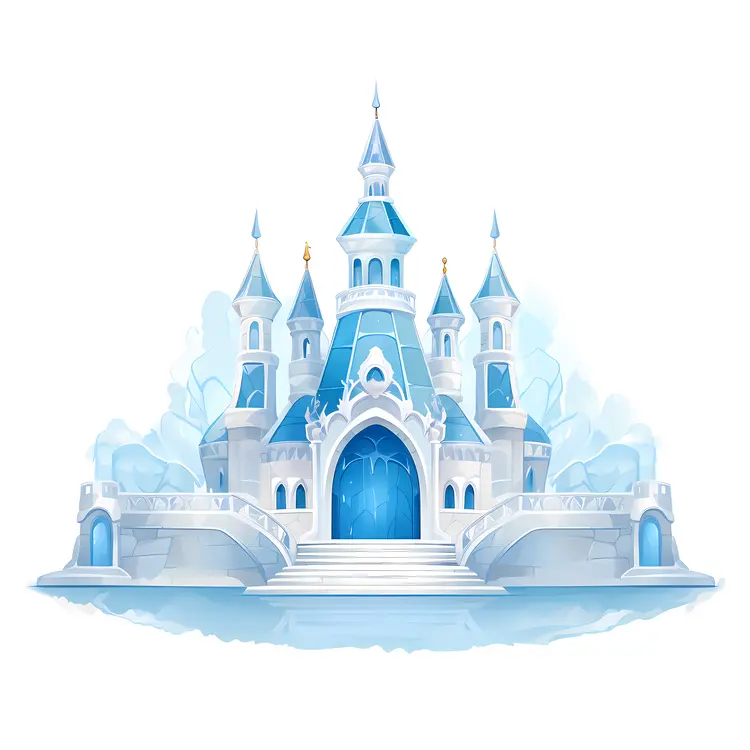 Beautiful Ice Castle with Blue Accents