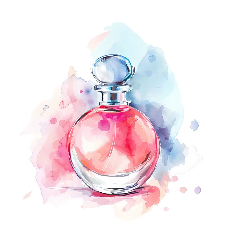 Elegant Perfume Bottle with Watercolor Background