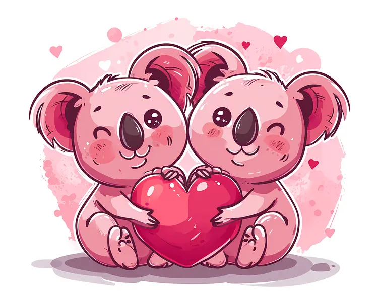 Cute Koalas Holding a Heart