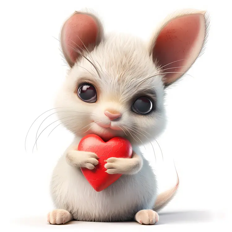 Cute Mouse Holding a Heart