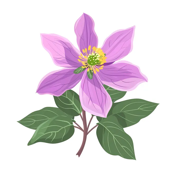 Gorgeous Pink Flower with Green Leaves
