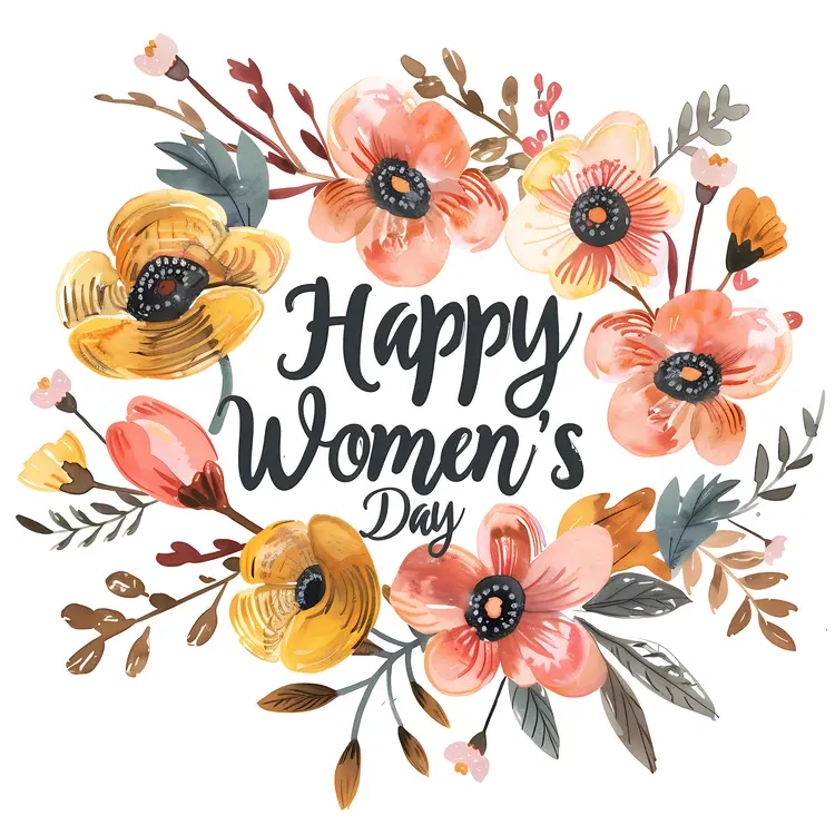 Happy Women's Day with Colorful Flowers