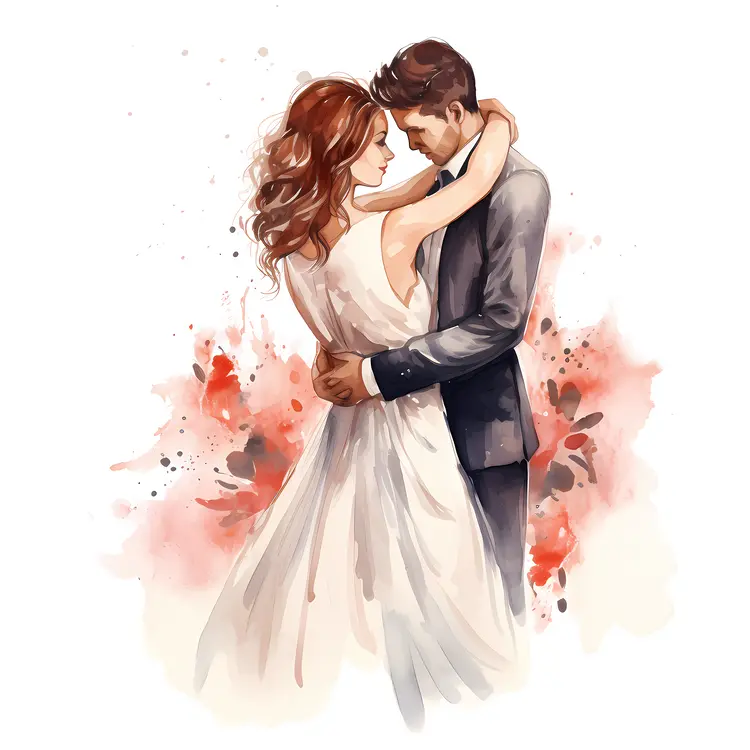 Romantic Wedding Couple Embrace