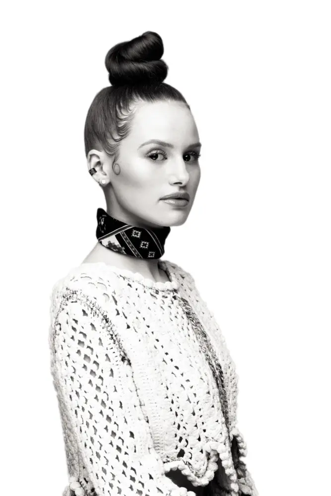 Black and White Portrait of Woman with Bun Hairstyle