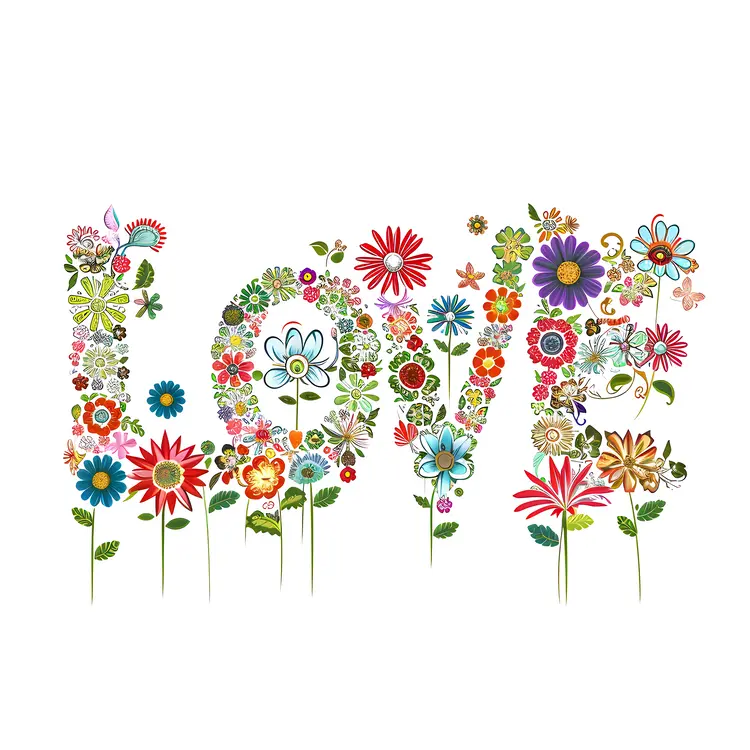 Vibrant Flower LOVE Typography