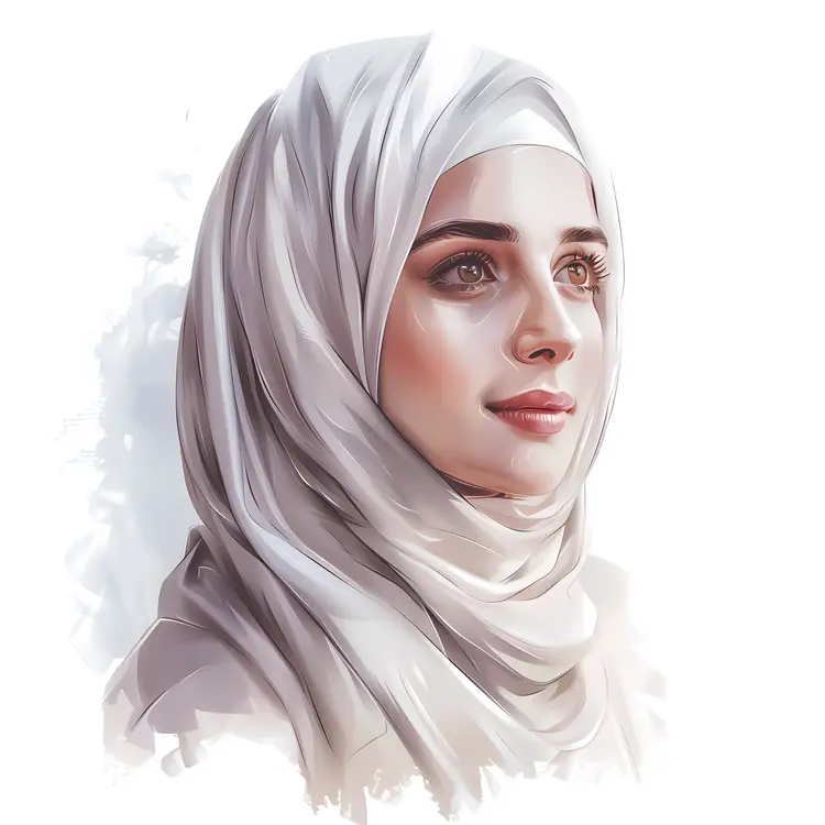 Portrait of Woman in White Hijab