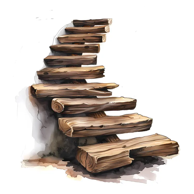 Rustic Wooden Stairs Illustration