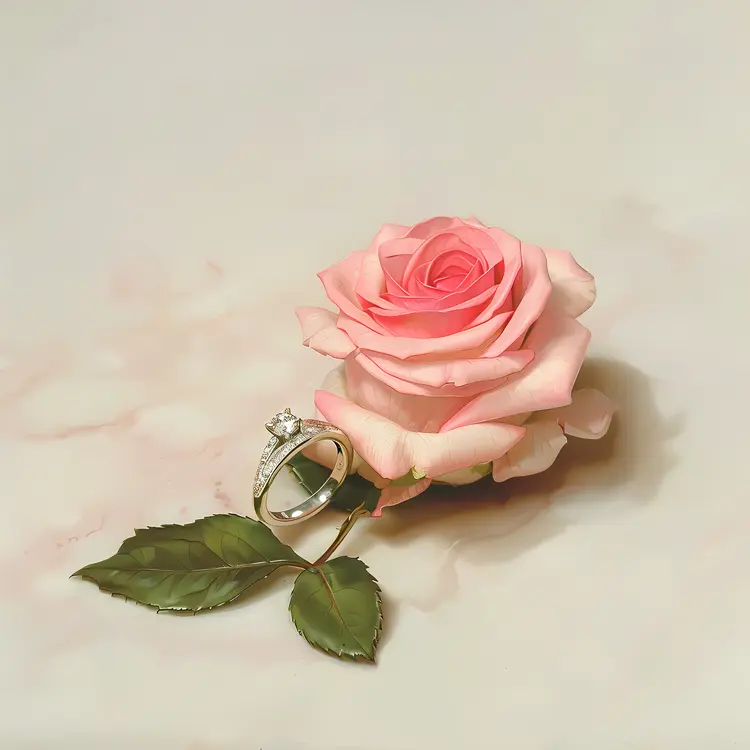 Pink Rose with Diamond Ring Photo