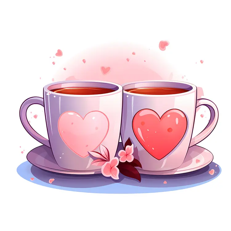 Two Cups with Heart Design