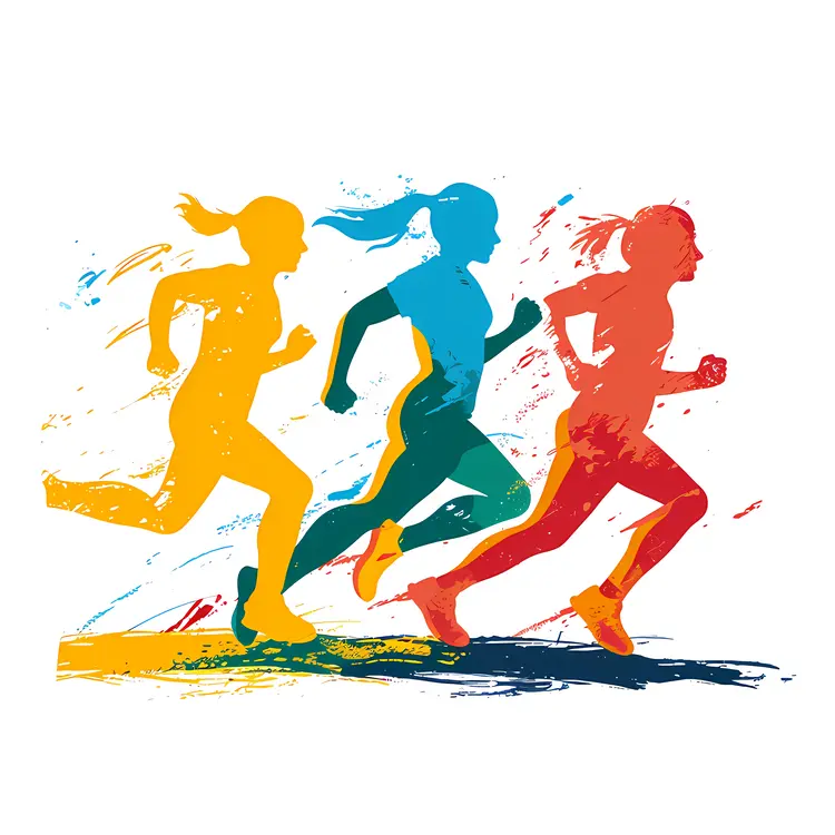 Colorful Running Silhouettes