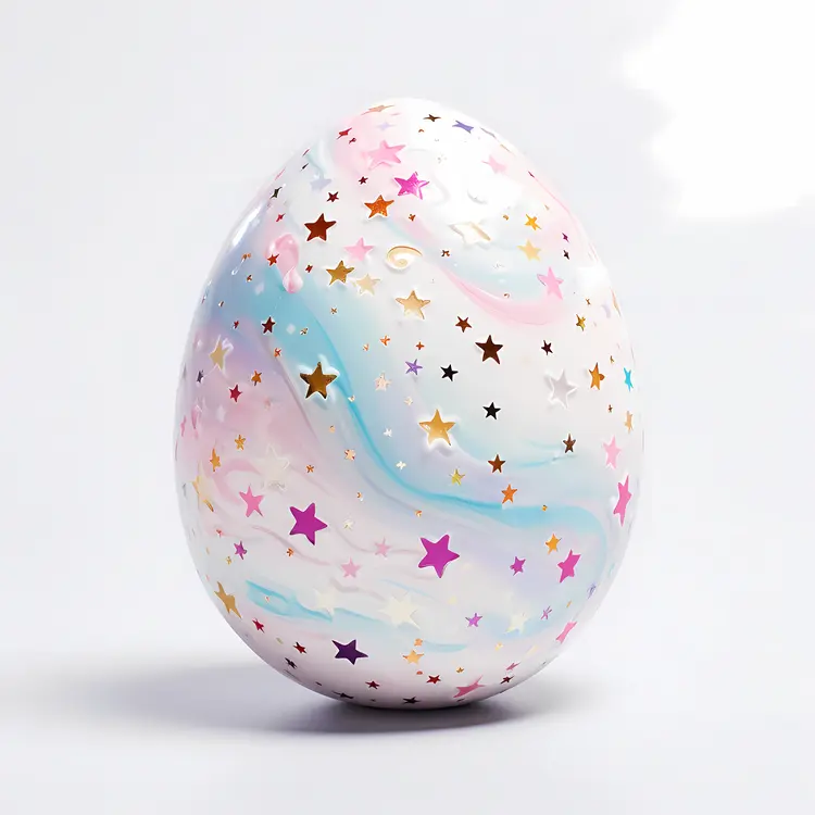 Colorful Decorative Egg with Stars for Easter