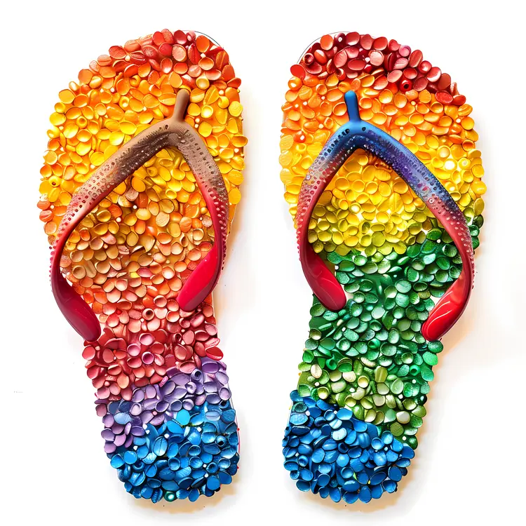 Colorful Flip Flops with Textured Design