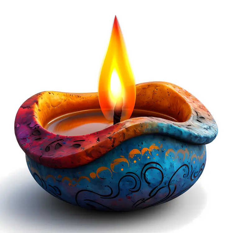 Artistic Colorful Candle with Glowing Flame