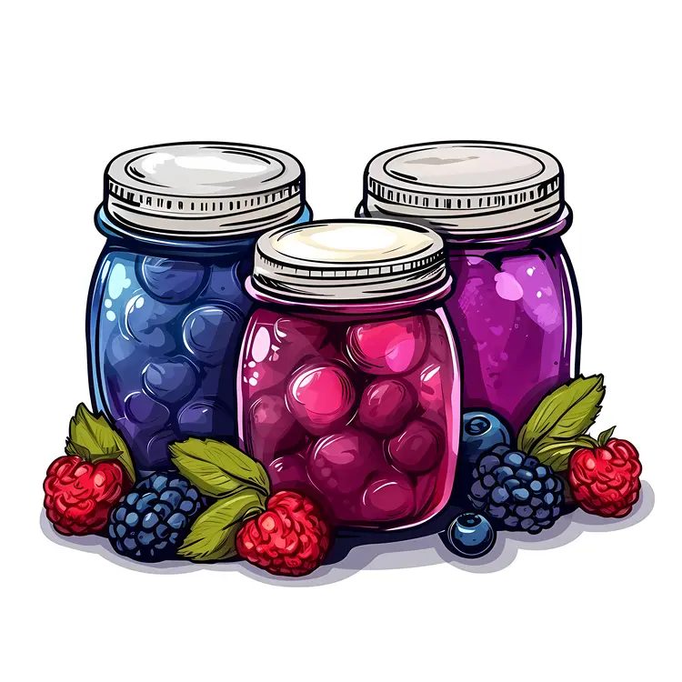 Vibrant Jars of Colorful Berries