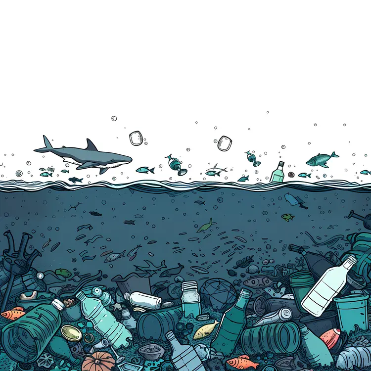 Ocean Pollution with Plastic Bottles and Marine Life
