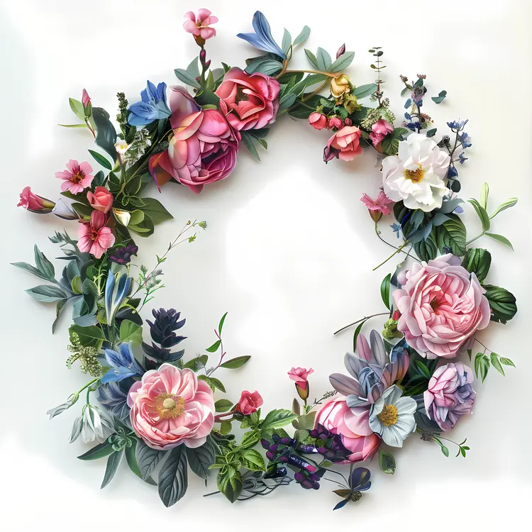 Elegant Floral Wreath with Pink and White Flowers