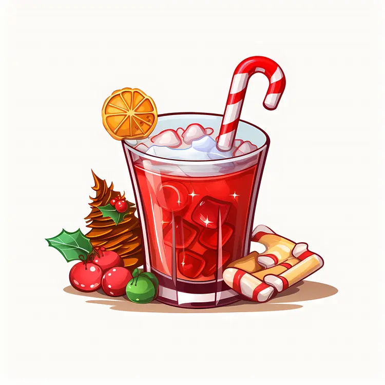 Festive Drink with Candy Cane