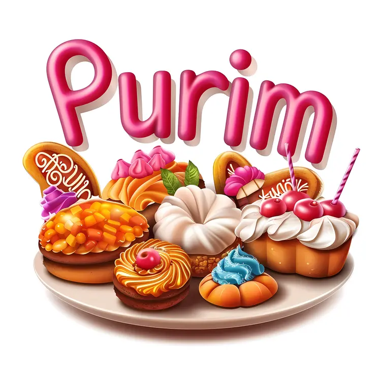 Purim Text with Festive Sweets