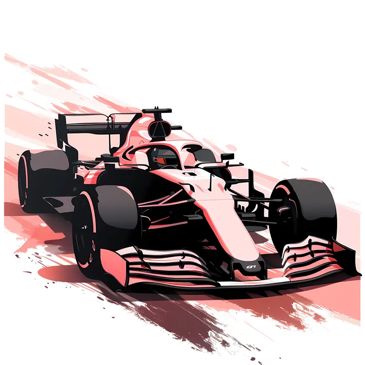 Pink and Black Formula 1 Car Illustration