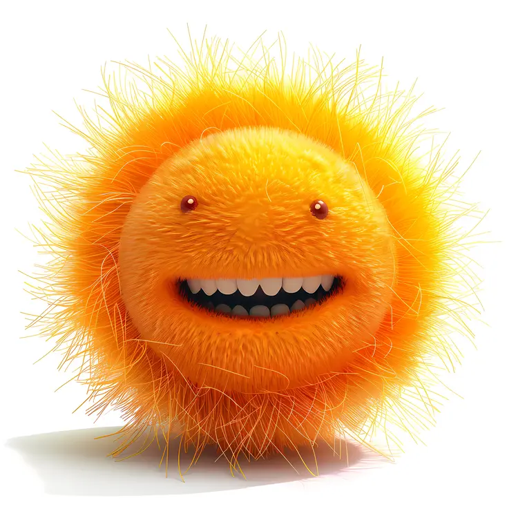 Smiling Fuzzy Orange Ball Cartoon Illustration