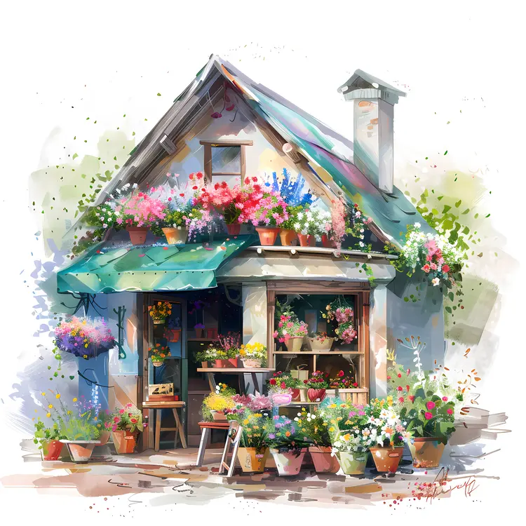 Charming Flower Shop with Colorful Blooms