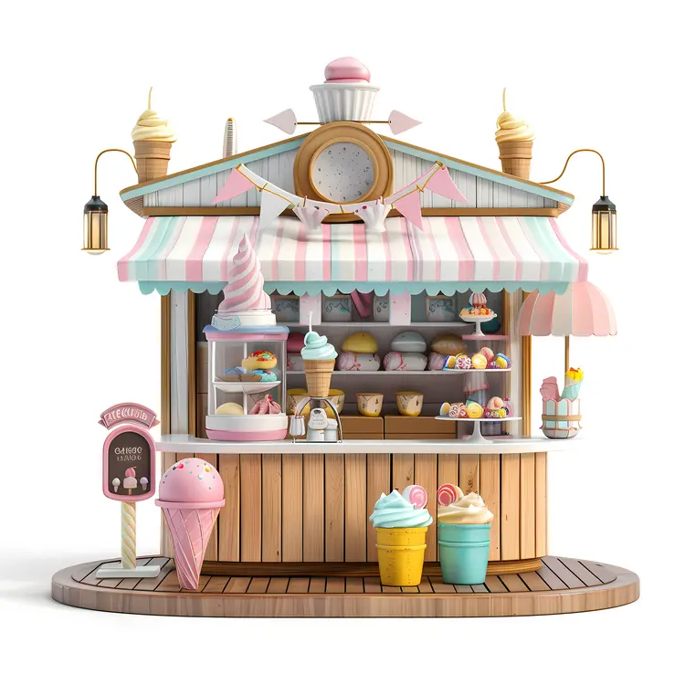 Charming Ice Cream Stand with Colorful Sweets