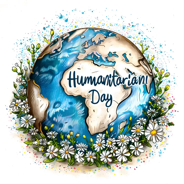 Humanitarian Day Earth with Flowers