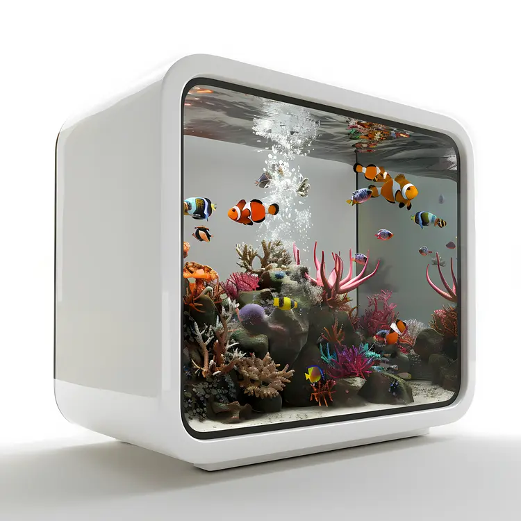 Rectangular Aquarium with Colorful Fish