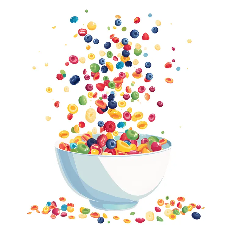 Colorful Cereal in White Bowl